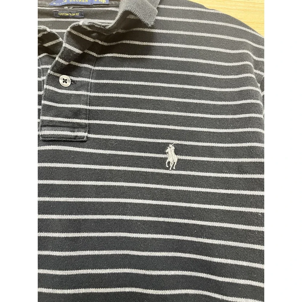 Polo Ralph Lauren Polo Shirt Mens Large Striped Custom Slim Fit Classic Golf‎
